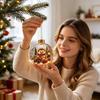 Luminous Holiday Hanging Decorations Glowing Christmas Story Ornament, Light-Up Ball Decor with Warm LED Light, Miniature Scene Ornaments Mini
