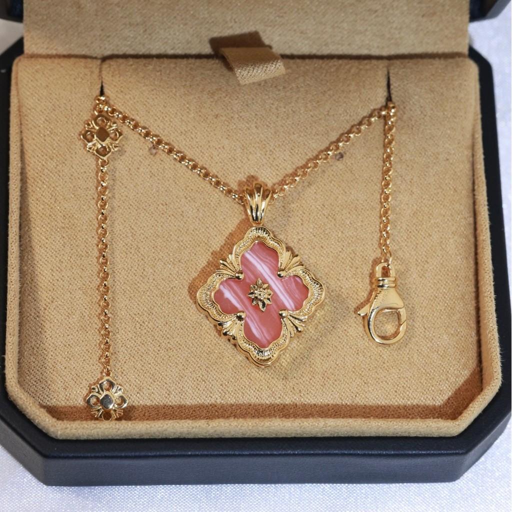 Collana stile palazzo retrò con guscio di quadrifoglio spazzolato al diamante, collana bifacciale in agata e polpa di giada, realizzata in materiale V-gold