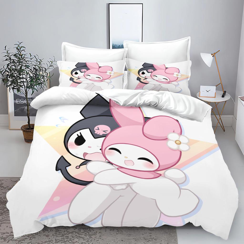 Kuromi My Melody Sanrio Series Printed Bedroom Bedding Set Duvet Cover Christmas Gifts Comforte Cartoon With Pillowcase