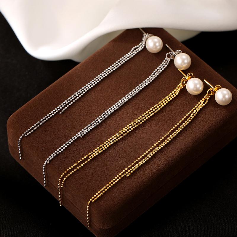 Banyan Tree S925 Silver Long Pearl Tassel Earrings for Women