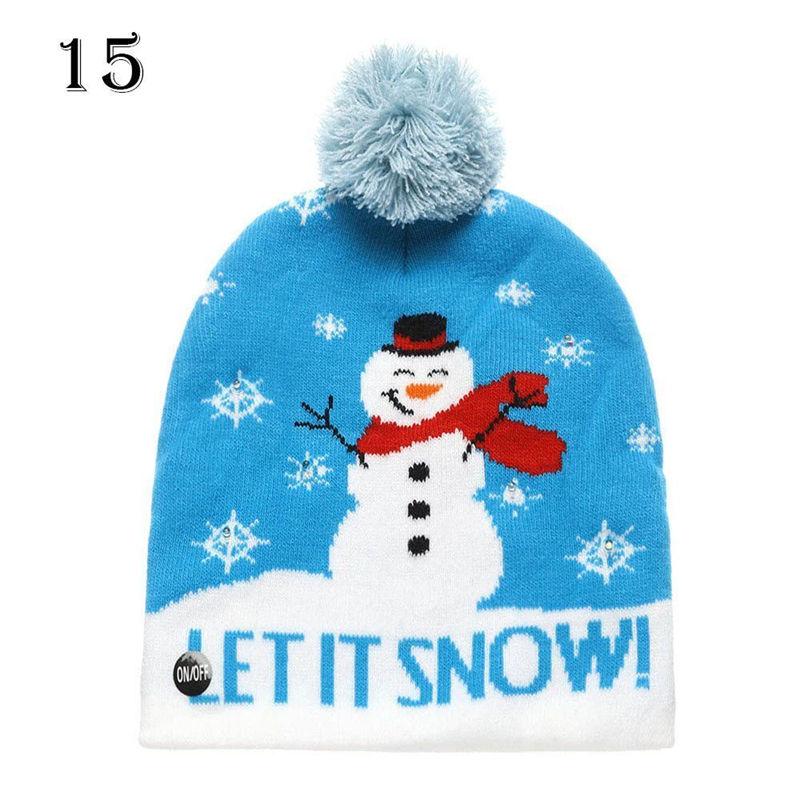 LED Christmas 3D Embroidery Image Unisex Winter Beanie Cap with Light Up Colorful LEDs for Beach & New Year