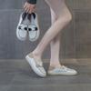 2025 new soft-soled single shoes two wear leather little white shoes women's one pedal loafers flat Doudou shoes 43 large size