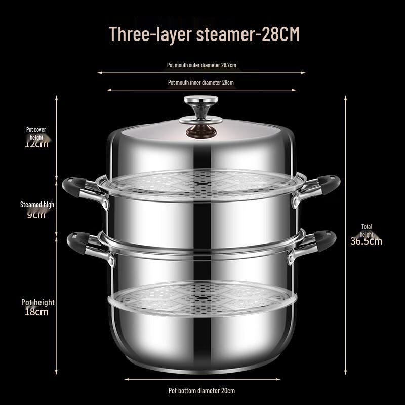 Zhu Chuang Jing Pin 28cm 201 Stainless Steel Multi-Function Steamer Pot
