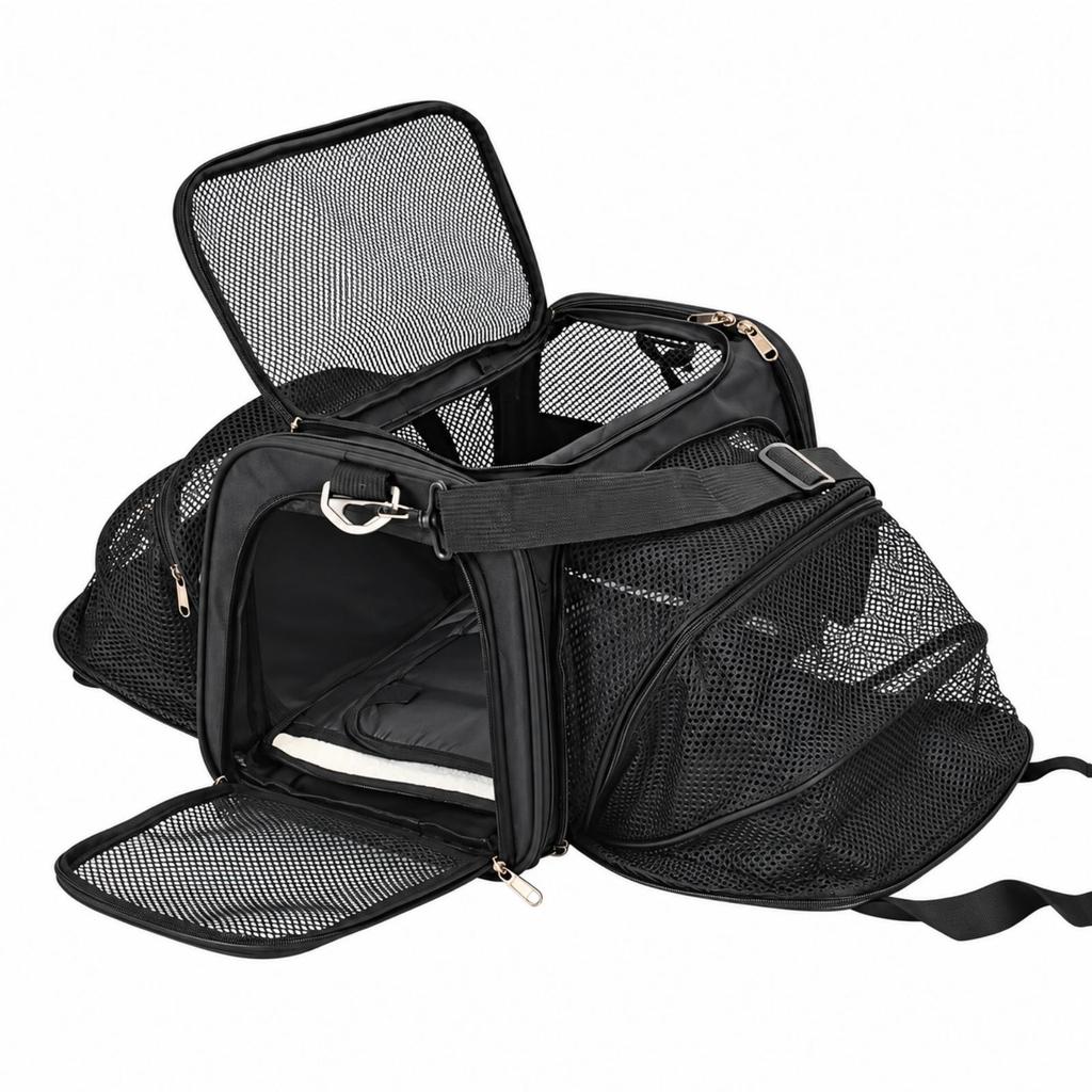 Expandable Pet Carrier with Mesh Panels Portable Foldable