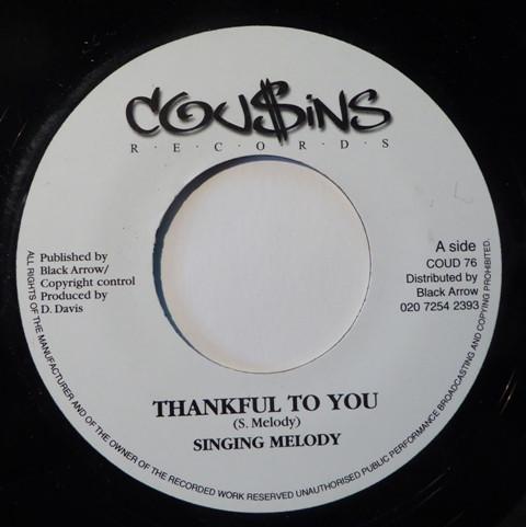 

7inch Record SINGING MELODY Thankful To You COUD76 Couins Records UK Reggae Ska Dub Used
