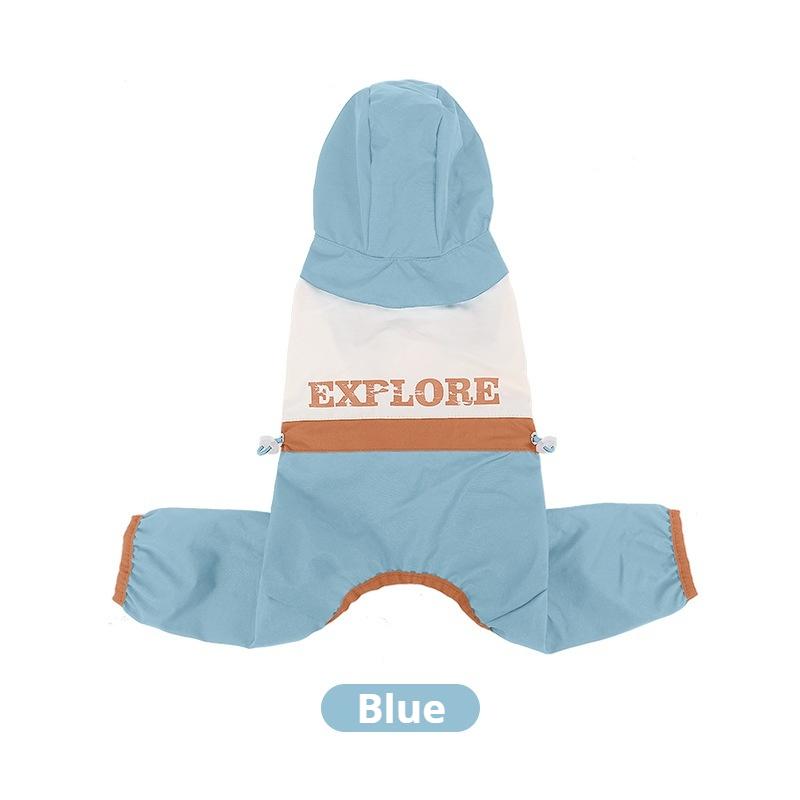 

Товары для животных Весна и лето Четвероногие контрастные куртки для собак Водонепроницаемая одежда для выгула собак карамельного цвета S синий