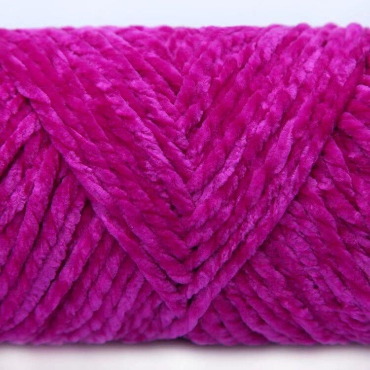 3 Strands Glossy Velvet Hand-Woven Thread Woven Scarf Doll Blanket Chenille Thread Segment Dye 100G Ball