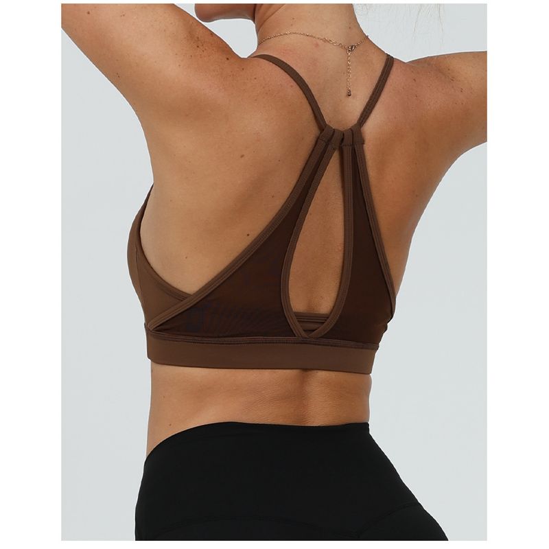 

Yoga Straps Vest Women s Beauty Back Mesh Vest Bubble Wrap High Elastic Quick-Drying Sports Workout Bra Shockproof Push-up Elastic L Coffee