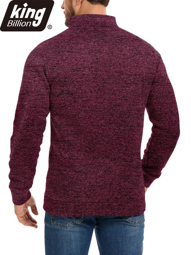 King Billion Men's Half-Zip Stand Collar Fleece Pullover Autumn Spring Sweater Ideal for Daily Casual Wear Urban Strolls and Light Outdoor Activities