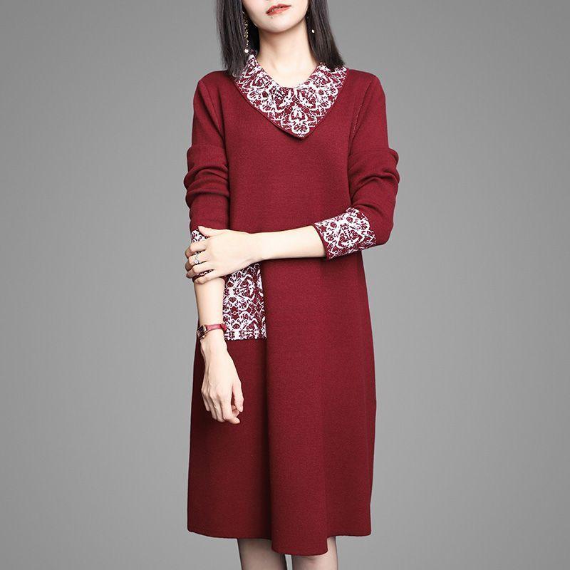 Autumn Winter Women's Thick Sweater Dress Loose Plus Size Knitted Dress Mid-Length Casual Dresses