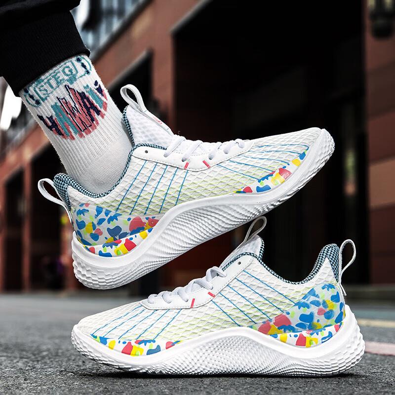 Outdoor Basketball Shoes Men's Shoes Summer Mesh Breathable Shock Absorption Lightweight Large Size Sports Shoes Combat Non-slip Boots Sneakers