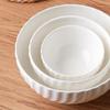 Chaozhou White Porcelain Embossed Rice & Salad Bowls, Pure White, Multi-size Options for Eating and Serving