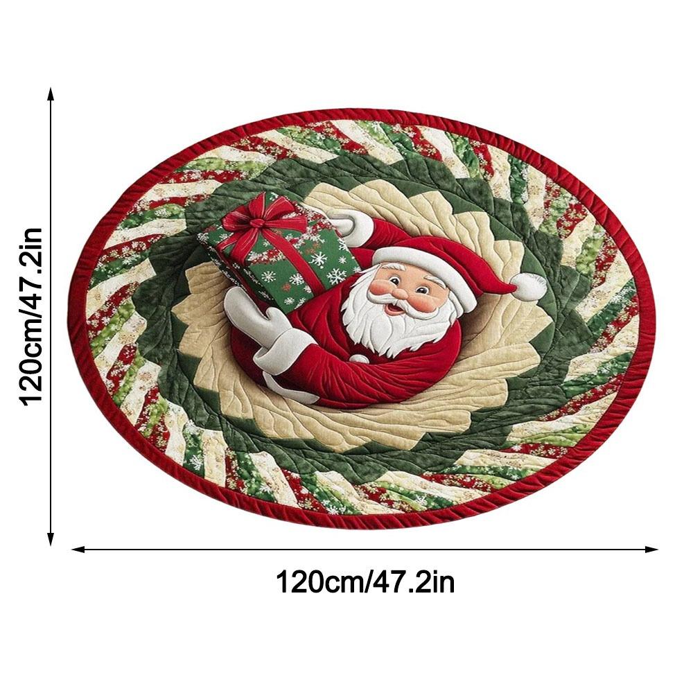 Crystal Velvet Christmas Round Carpet Red 3D Special-shaped Christmas Tree Base Mat Atmosphere Decoration Anti-Slip