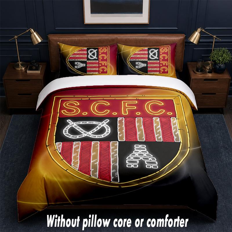 Stoke City Football Design Bed Bedding Set 1 Duvet Cover + 2 Pillowcases Soft Breathable Household Bed Linens