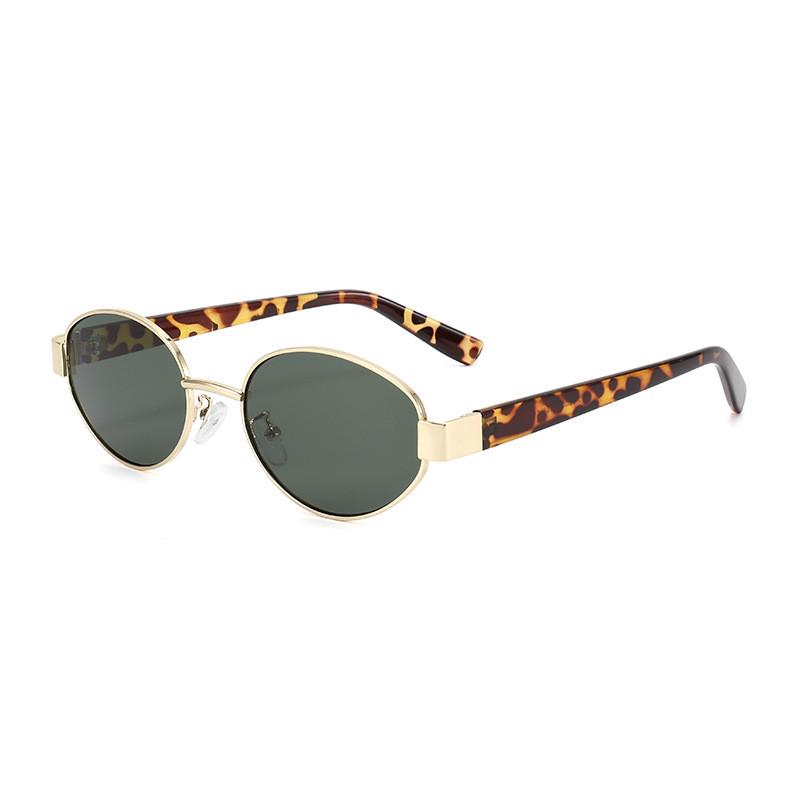 

Elegant Gold Frame Oval Sunglasses With Pc Lenses For Summer Sun Protection And Travel GoldFrameGreen