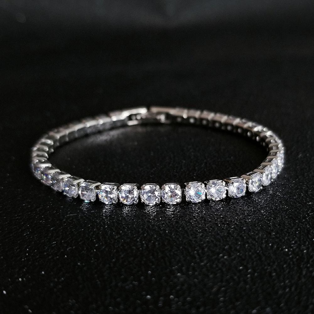 2025 New Luxury Silver Color On Hand 4MM 17CM Princess Bracelet Bangle for Women Anniversary Gift Jewelry Wholesale S5650