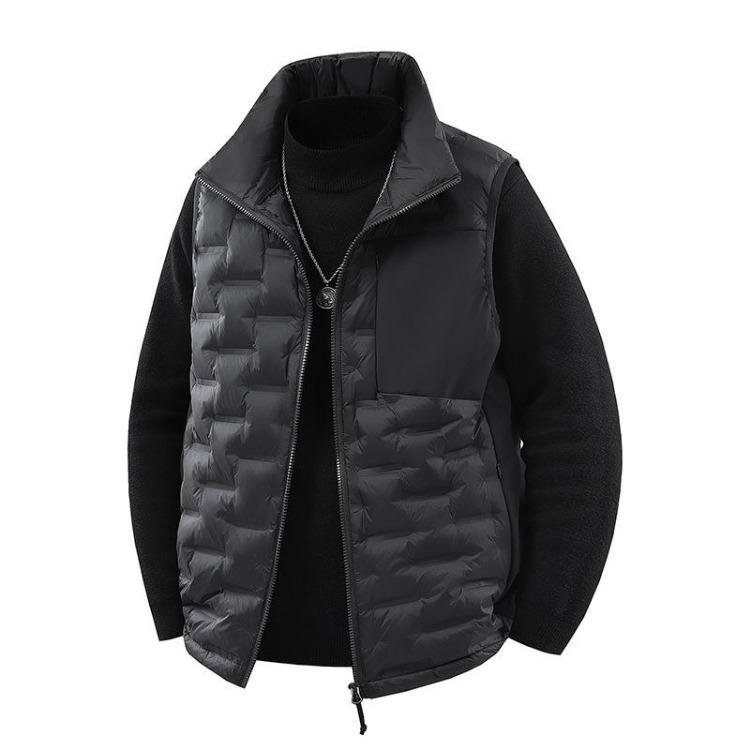 Men Lightweight Stand Collar Sleeveless Down Jacket Coat Autumn Winter White Duck Feather Warm Outdoor L