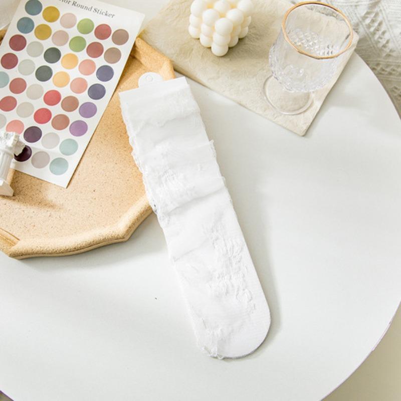 See Through Transparent Women Socks Colorful Star Summer Ultra-thin Nylon Loose Long Socks Women Sweet Girls Mesh Lace Socks Sox