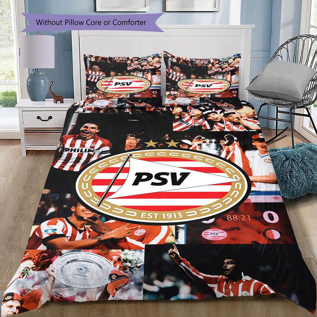 PSV Eindhoven Player Pattern Bedding Home Decoration Birthday Gift ( 1 duvet cover + 2 pillowcase, without core),fan merchandise.