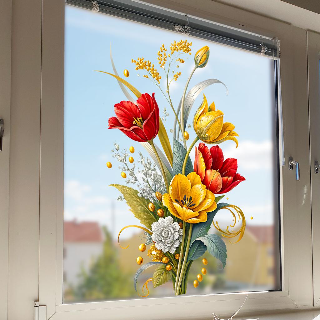 Tulip Flower Static Window Stickers for The Living Room, Bedroom and Study Yesterday