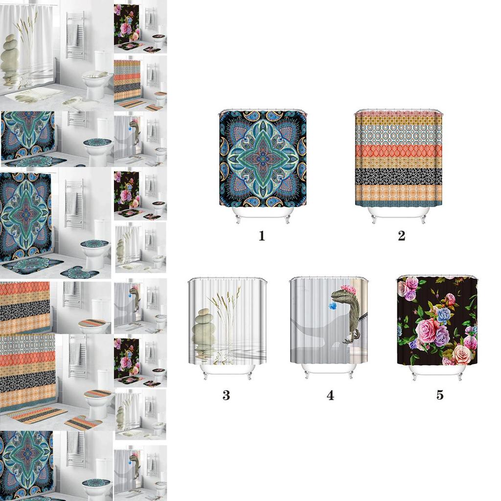 Bohemian Dinosaur Stone 3d Digital Printing Waterproof Polyester Curtain Shower