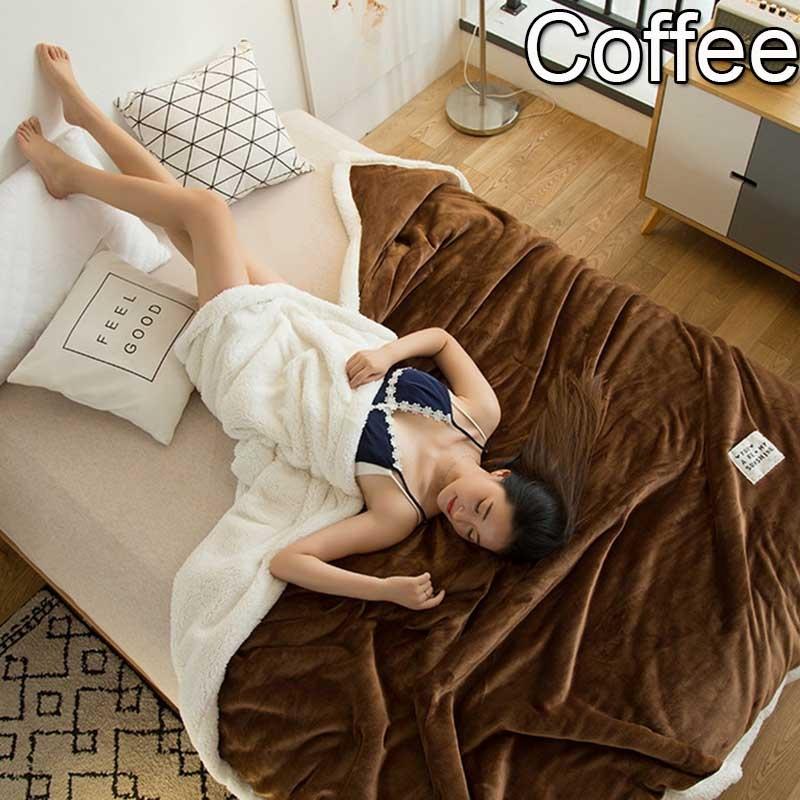 Super Soft Solid Color Double Thick Lambs Fleece Flannel Blanket Air Conditioning Blanket