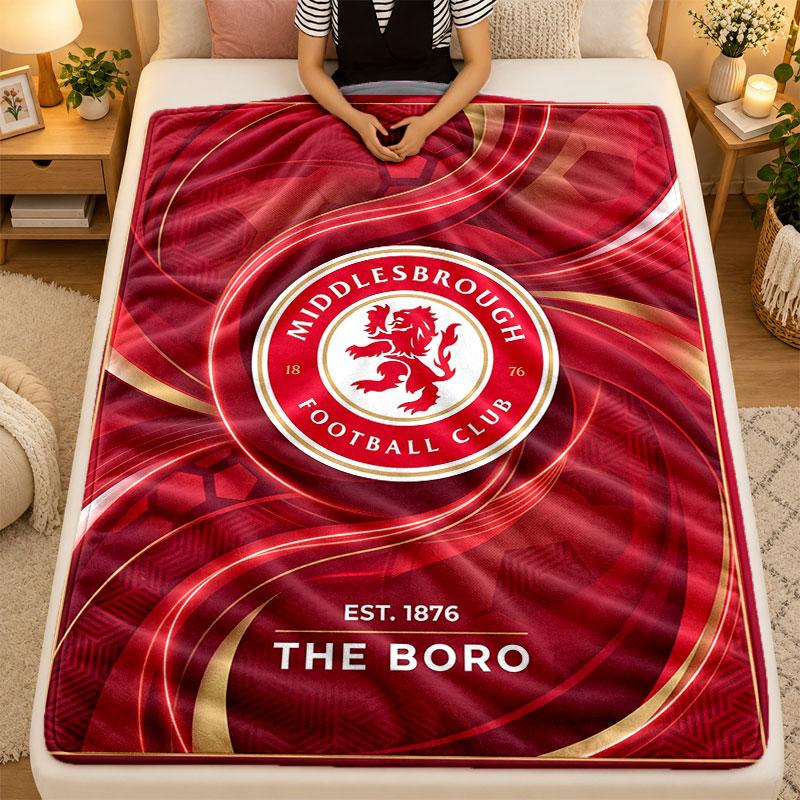 Flannel BlanketMiddlesbrough FC Warm Soft Throw Blanket for Indoor Sofa Bed Living Room Use