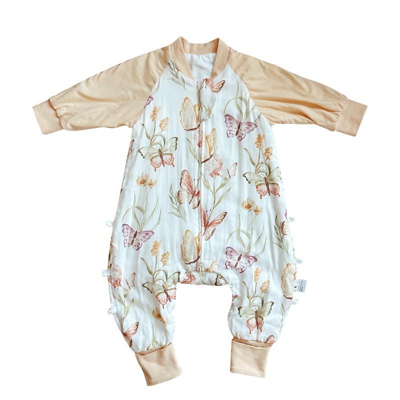 Baby Long Sleeve Sleep Sack 6-Layer Bamboo Cotton Split Leg Anti-Kick Blanket Fall