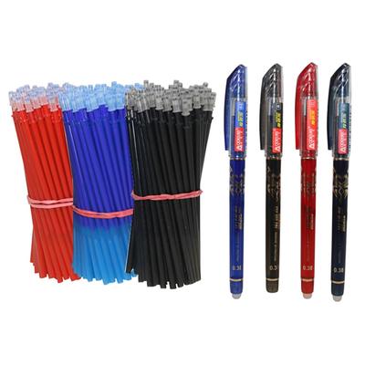 2+50Pcs/Set 0.5mm Blue Black Ink Gel Pen Erasable Refill Rod Erasable Pen Washable Handle School Writing Stationery Gel Ink Pen