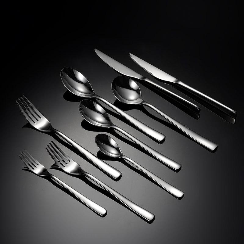304 stainless steel western food knife fork spoon set hotel supplies tableware heavy full series S338 square handle male