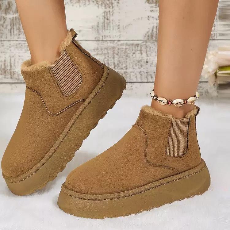 Thick-soled Shoes, Snow Boots, Women's Short-top New Retro Fleece Cotton Boots Are Bestsellers