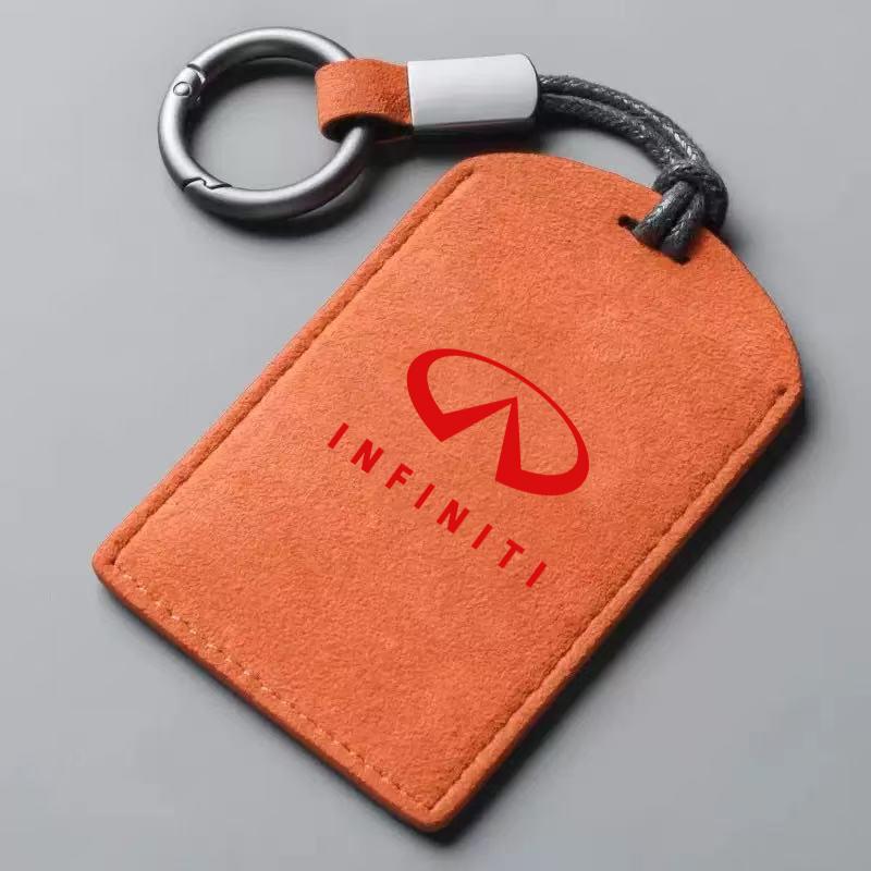 Suede Leather Car NFC Card Key Cover Fob Case Protector Holder Shell Auto Keychain For Infiniti Q50 G37 QX70 FX35 Q60 Q30 QX60 xs2