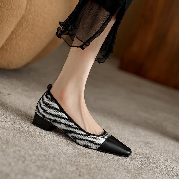 

Shallow single shoes women s thick heel square head retro French Mary Jane medium heel 2025 spring and autumn new professional women s shoes 40 чёрный