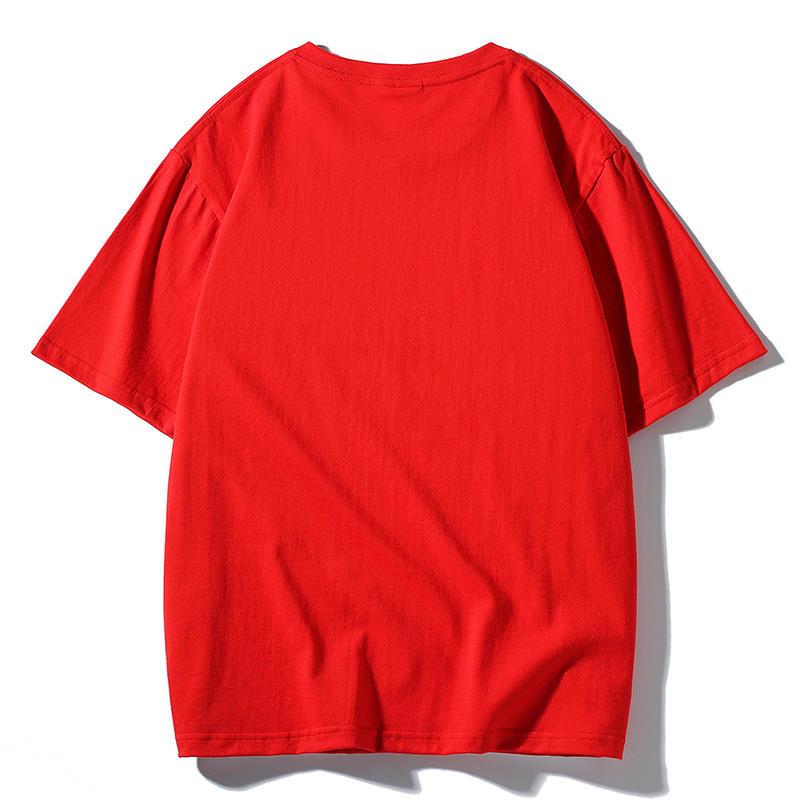 Summer Men's and Women's New Printed Pure Cotton Round Neck T-shirt Shoulder Down Style T-shirt