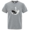 Astronauten schätzen die Mondumgebung Lustiger Druck T-Shirts Herren Locker Übergroße Kleidung Baumwolle Sommer Weiches T-Shirt Hip Hop T-Shirts