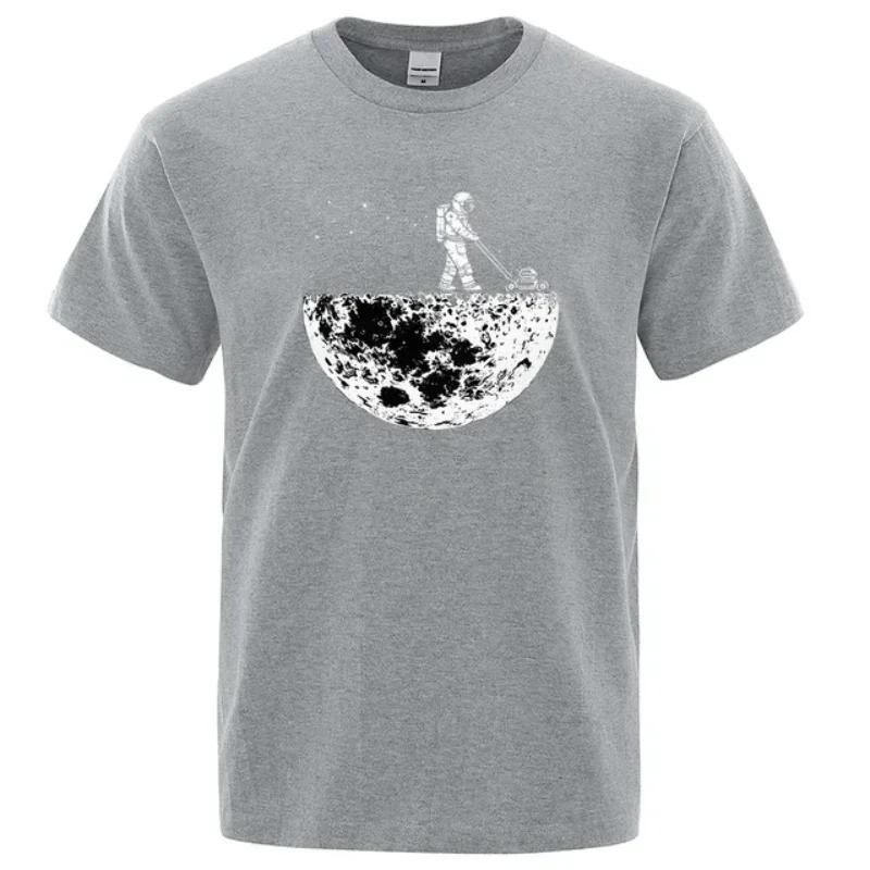 Astronauten schätzen die Mondumgebung Lustiger Druck T-Shirts Herren Locker Übergroße Kleidung Baumwolle Sommer Weiches T-Shirt Hip Hop T-Shirts