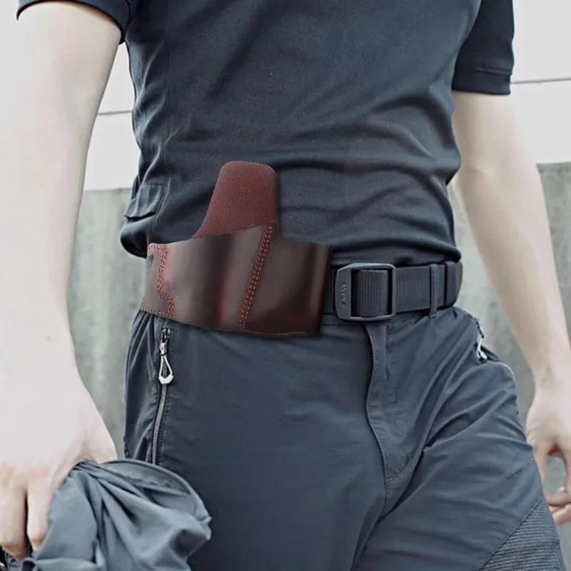 Gun Holster Genuine Leather Concealed Carry Gun Holster with Mag Pouch Fit for 17 Springfield XD & XDS Most 1911 Style Handguns