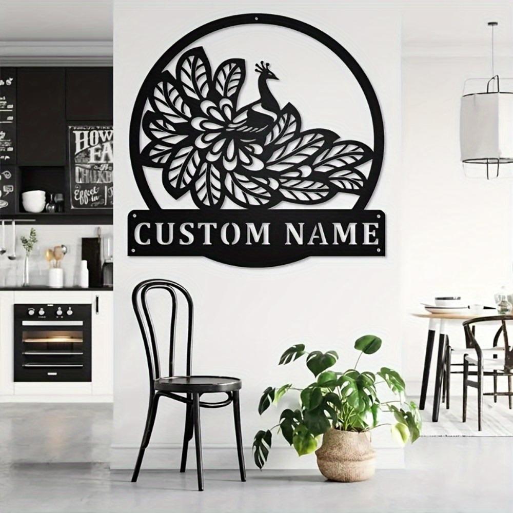 Personalizable Peacock Metal Wall Art Decor Home Office Custom Sculpture Sign