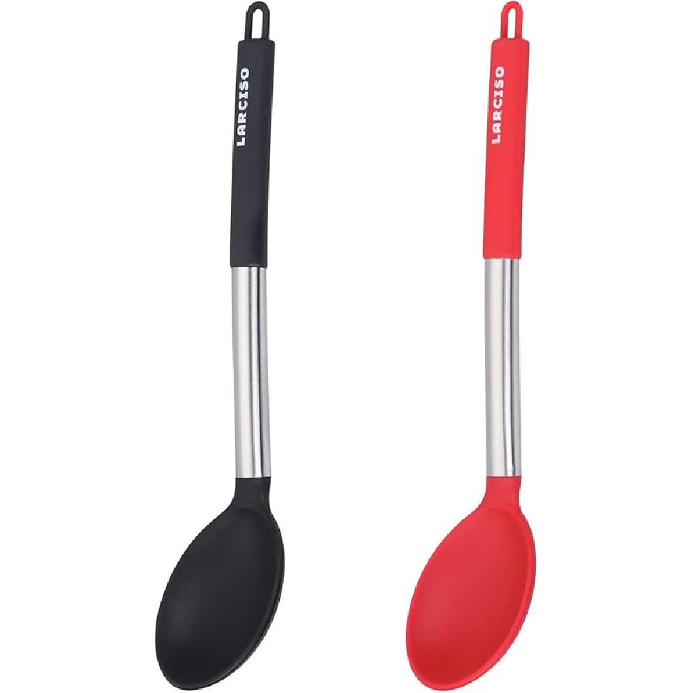 4 pieces Large silicone spoons, Food Grade Silicone Cooking Spoon, Non-Stick Serving Spoon, 13  Kitchen Utensils for Mixing, Serving, Cooking 2 Pack