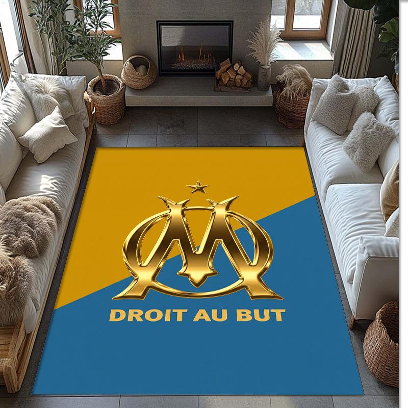 Olympique Lyonnais FC Soccer Football Pattern Soft Area Rug Non Slip Indoor Floor Carpet Sports Decor Mat for Bedroom