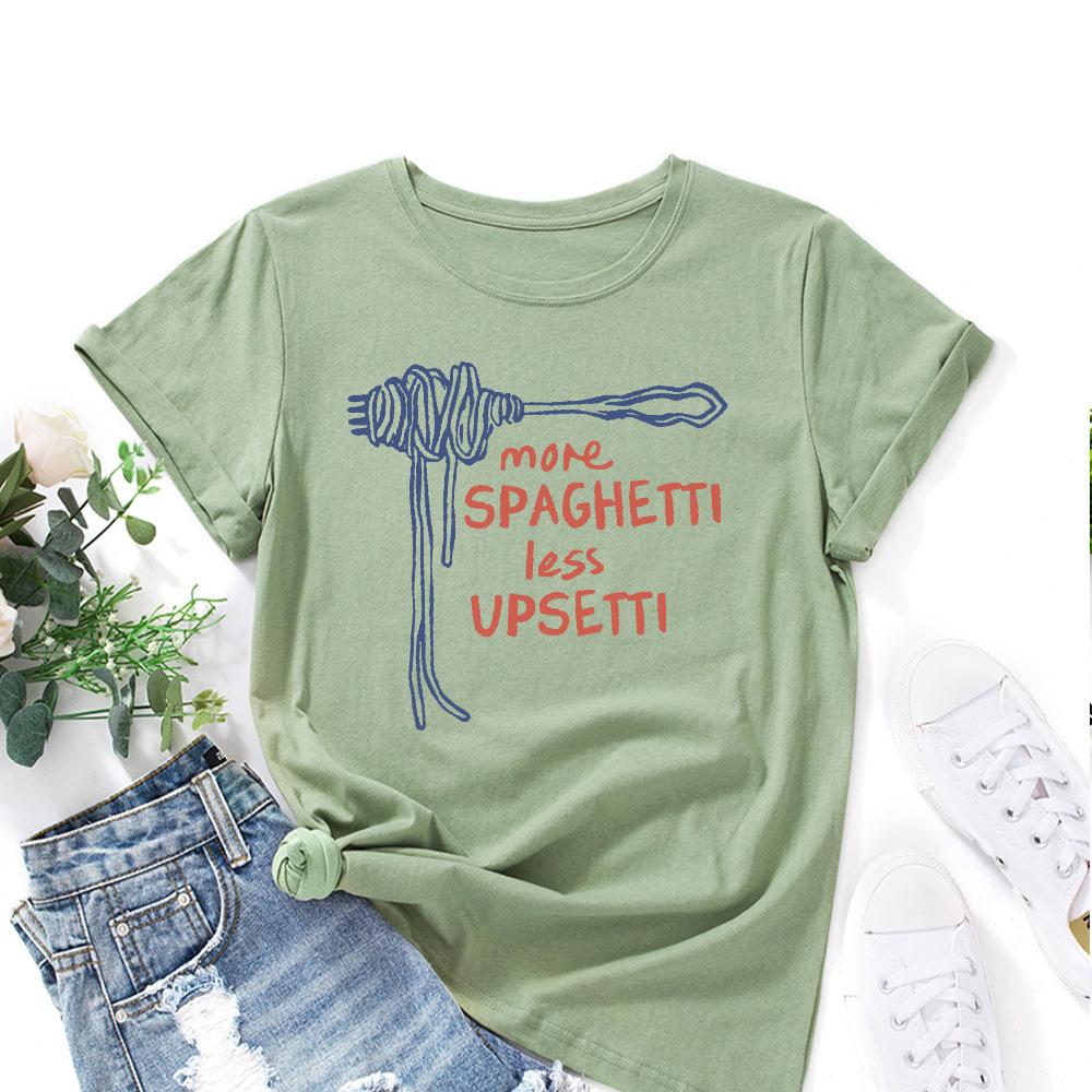 Less Upsetti Cotton T-Shirt Short Sleeve Round Neck Women 2d Print Tops