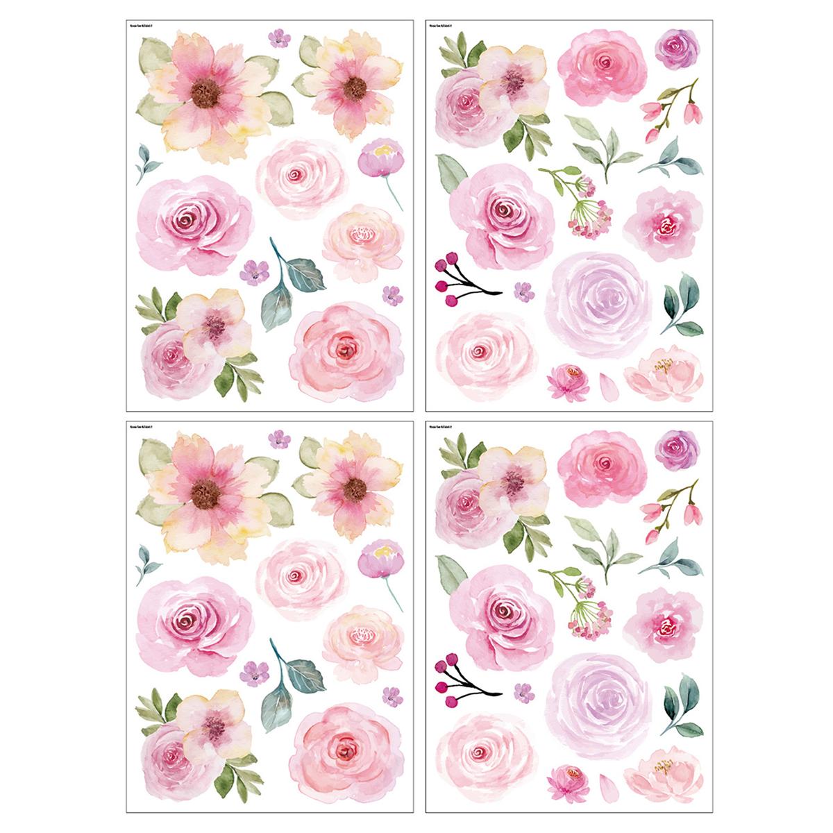 

SCHHQT01-04 4Pcs/Set Flowers Wall Decor Sticker for Bedroom Decal Wallpaper (with EN71 Certification) Type A