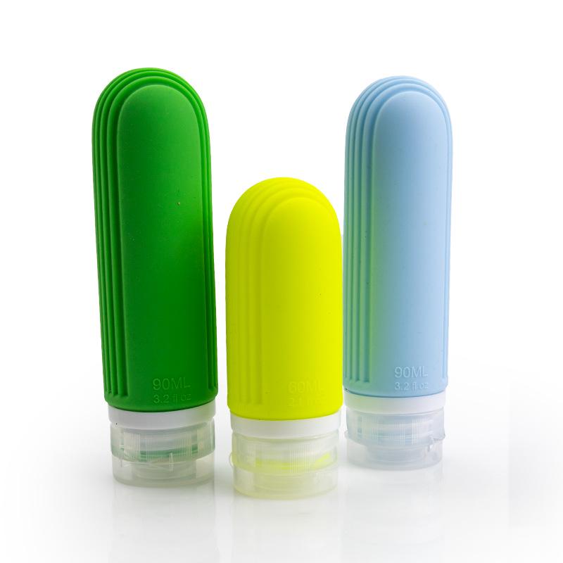 Travel-Friendly Refillable Silicone Lotion Bottle with Vertical Stripe Texture