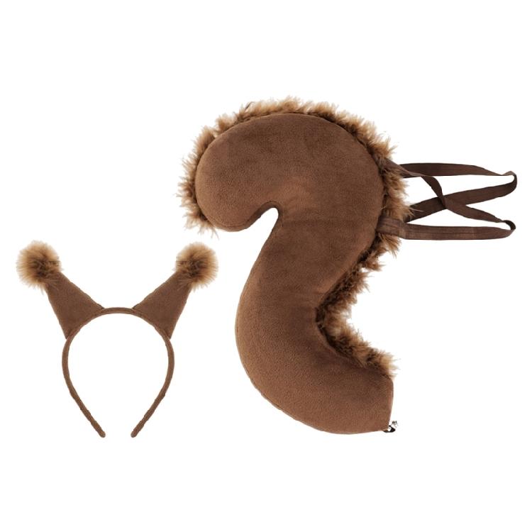 Animal Squirrel Costume Set,Squirrel Ears and Tail Set Animal Fancy Dress Kit for Birthday Party Halloween Cosplay Props