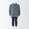 MUJI Brushed Flannel Long Sleeve Shirt Unisex Baby CCL09A2A Navy Check Size 80 Double-Sided (Baby)