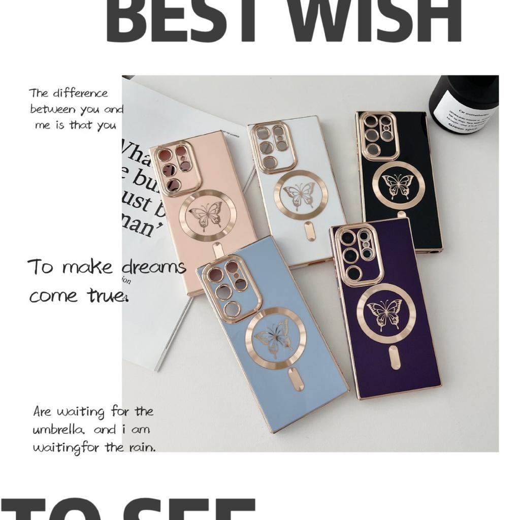 Applicable to Samsung S25ULTRA pupil eye solid color butterfly mobile phone case S24PLUS magnetic suction advanced sense protective case S21