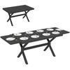 Extendable Aluminum Garden Table Outdoor Dining Table Wood Effect 8-10 People 214x85x73cm Anthracite Grey