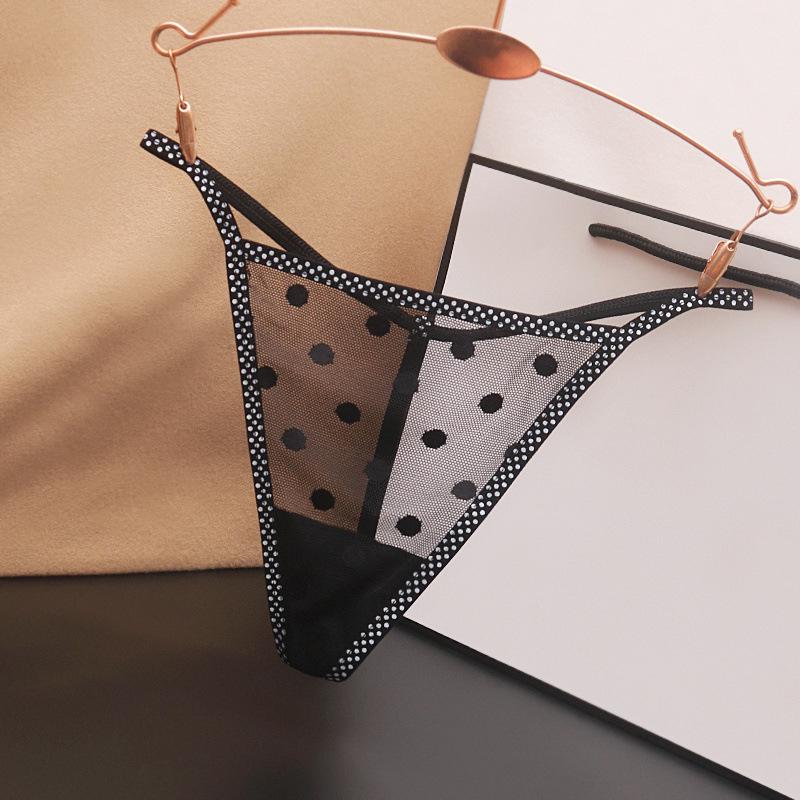 Förföriska Prickiga Trosor med Låg Midja och Transparent Tanga
