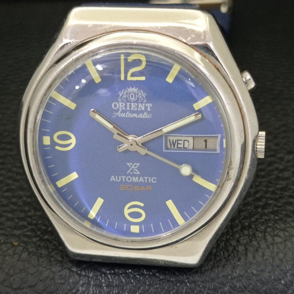 VINTAGE ORIENT AUTOMATIC 46941 JAPAN MENS BLUE COLOR DIAL WATCH A500755-5 R154-a500755