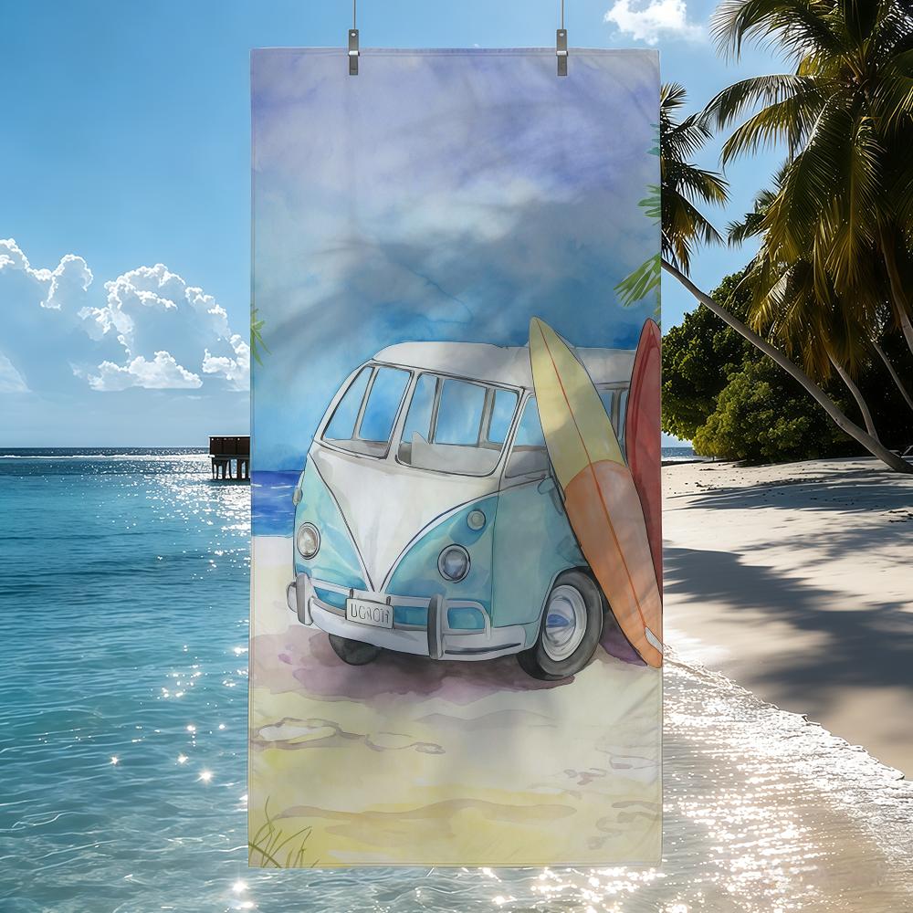 Vintage Surf Bus Handdoek Sneldrogende Strandhanddoeken Zijn Geschikt Voor Zwembaden Kamperen Yoga En De Sportschool W90*H180(CM)